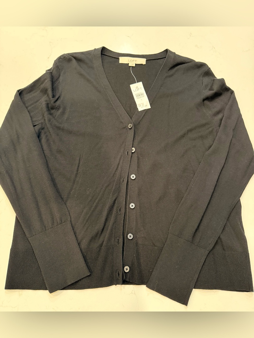 NWT – Loft V-Neck Button Down Cardigan Black – Size Large